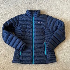 Patagonia Down Sweater Jacket navy/teal size small